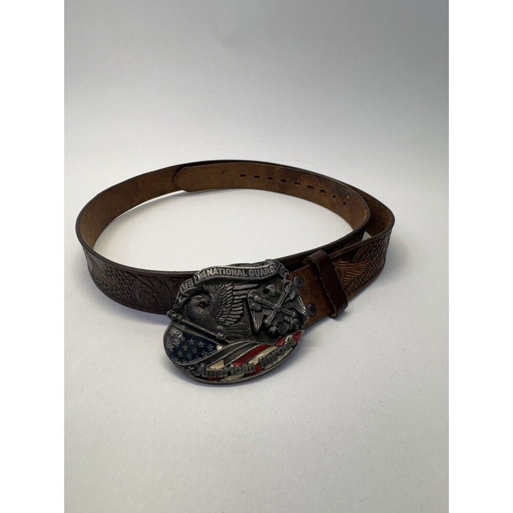 U.S. National Guard “American Heroes” Belt & Buckle – 1984 GAP Made in USA